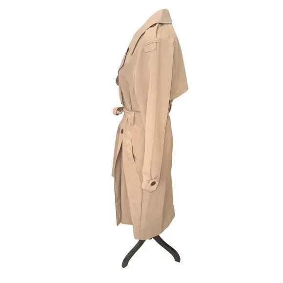 A New Day Womens S Beige Lined Trench Coat S Double-Breasted City Classic Money - Picture 5 of 13